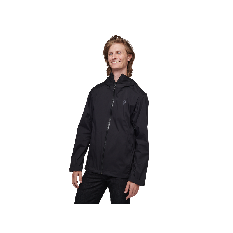 Black Diamond Stormline Stretch rain Black, man jacket MountainGear360